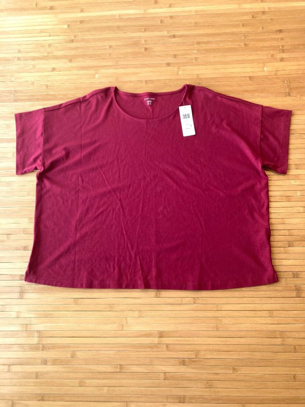 Eileen Fisher Organic Cotton Interlock Sleep Tee Womens XL Rosby NWT *FLAW*